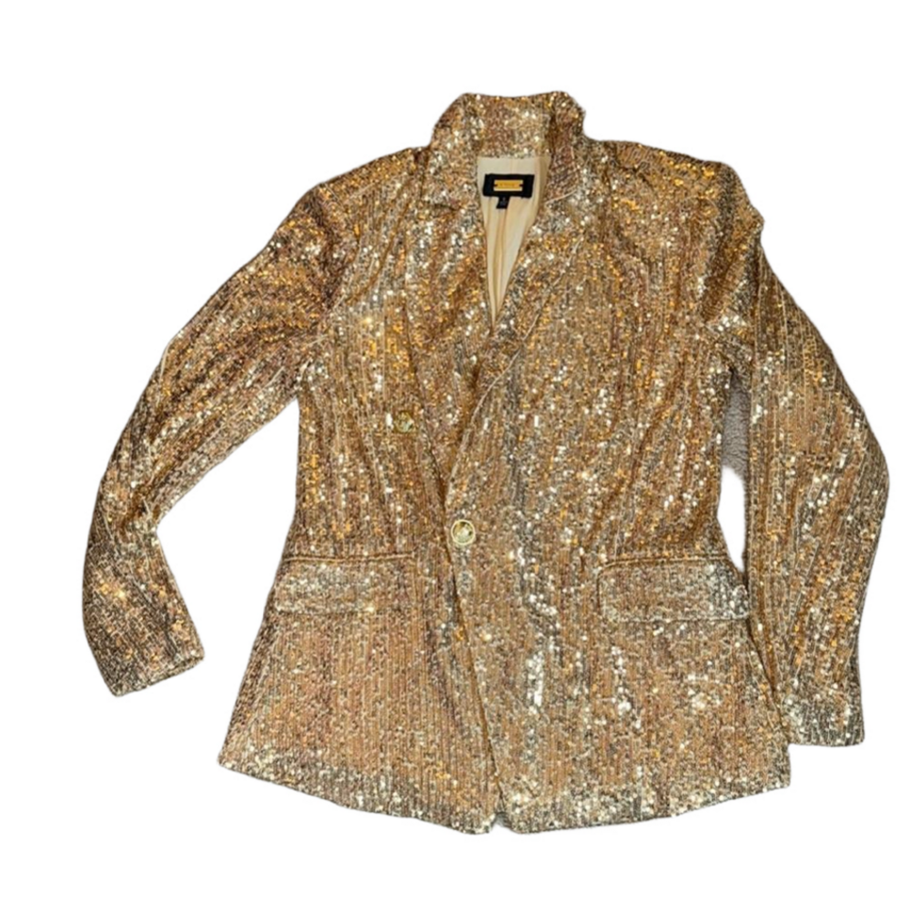Alexia Admor Size 6 Abbie Blazer Gold Sequins - Picture 11 of 11